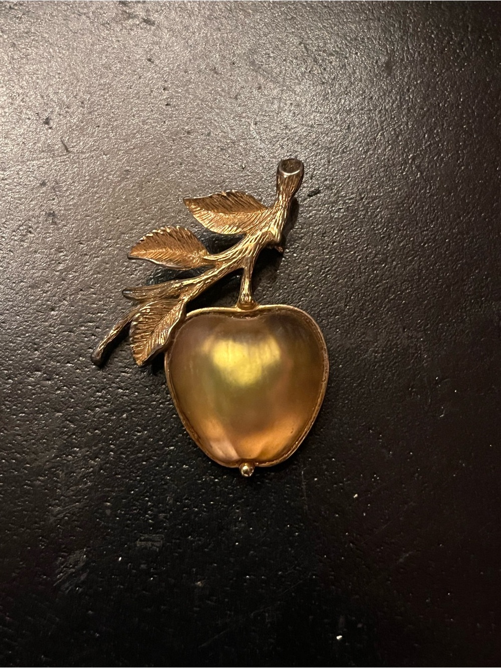 Sarah Coventry Gold-Tone Apple Brooch with Warm Amber Sheen